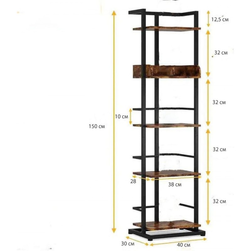 5-ярусний стелаж MSM – вузький та практичний стелаж із п'ятьма полицями.