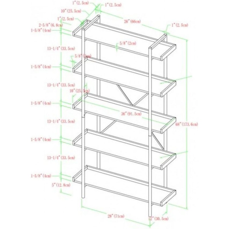 Стелаж Castellon Etagere — стильний та місткий, 173,6×66×30,5 см