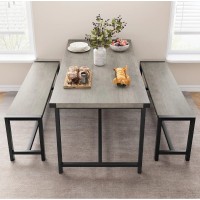 Набір обіднього столу на 4 персони з 2 металевими лавками.