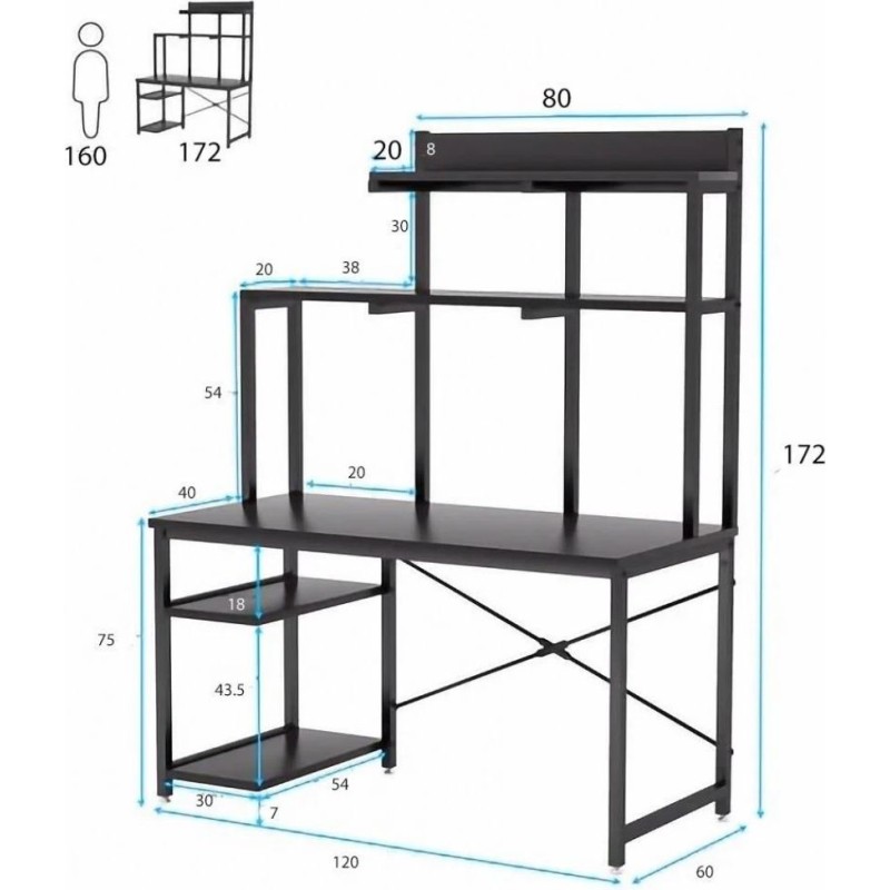 Комп’ютерний стіл для домашнього офісу з полицями