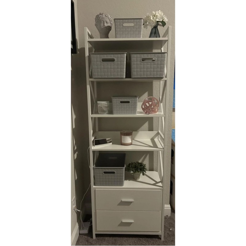 Стелаж skiff 4 5-ярусний з 2 ящиками, білий