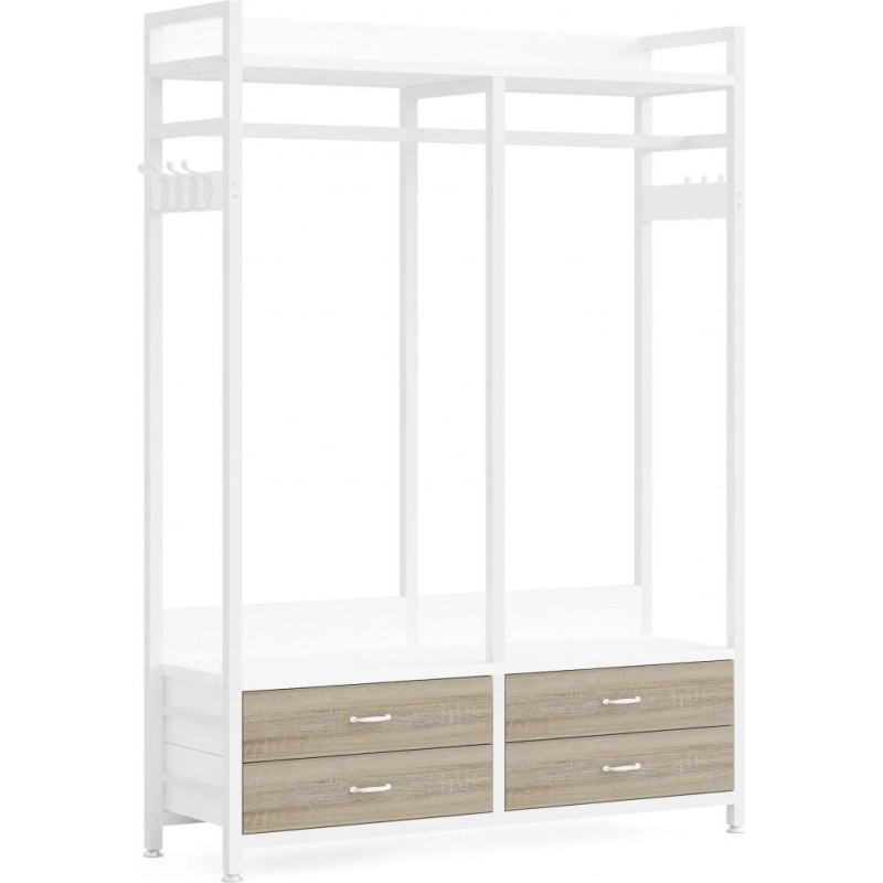 Стелаж-органайзер, вішалка для одягу з ящиками та полицями