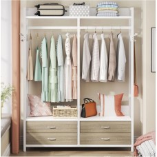 Стелаж-органайзер, вішалка для одягу з ящиками та полицями