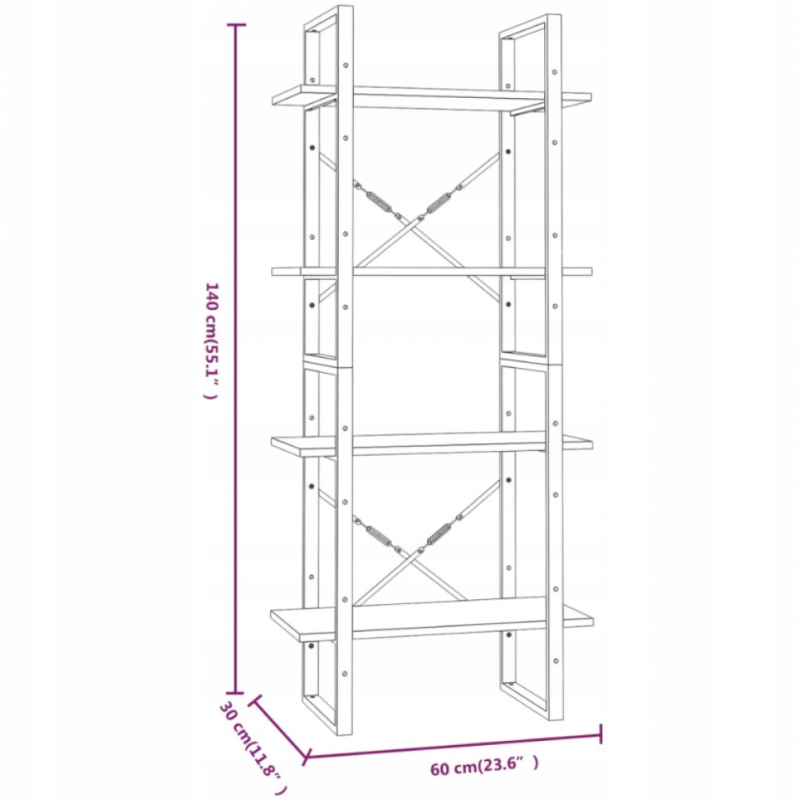 Стелаж 60×30×140 см — компактний і стильний лофт-варіант