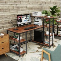Стіл комп'ютерний з полицями в стилі UkrLoft, каркас металевий