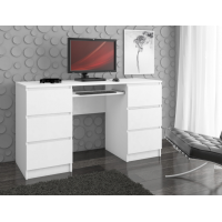 Комп'ютерний стіл A-11 135 см 6 ящиків 1 полиця, білий