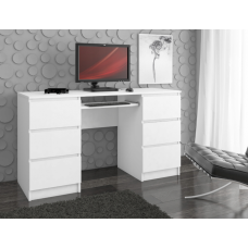 Комп'ютерний стіл A-11 135 см 6 ящиків 1 полиця, білий