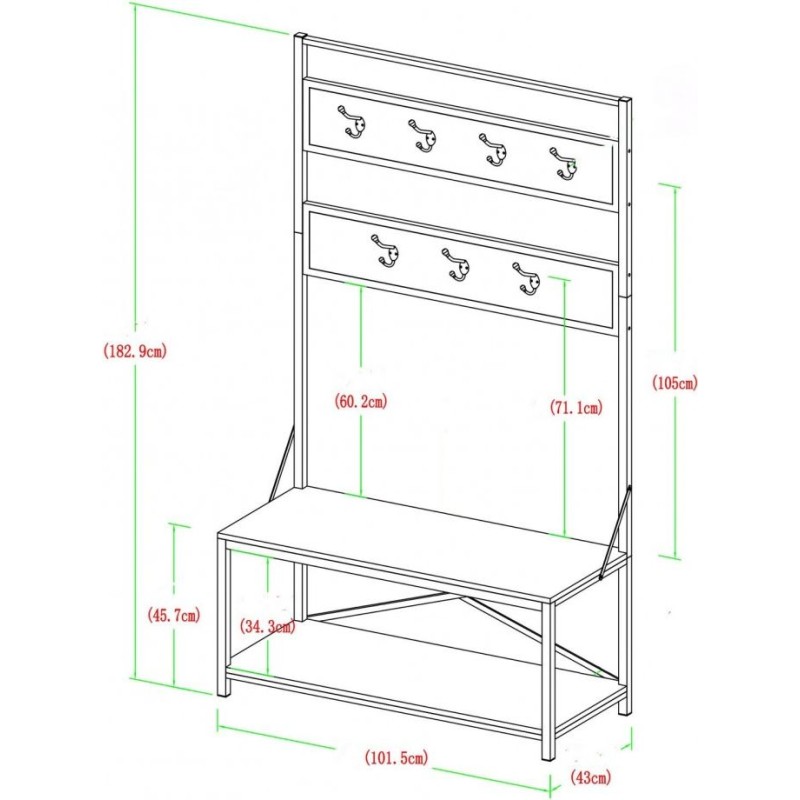 Стелаж Everheart з лавкою та місцем для зберігання взуття