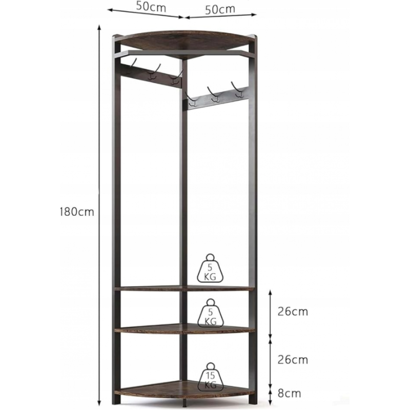 Передпокій кутовий з 6 вішалками та полицею для взуття