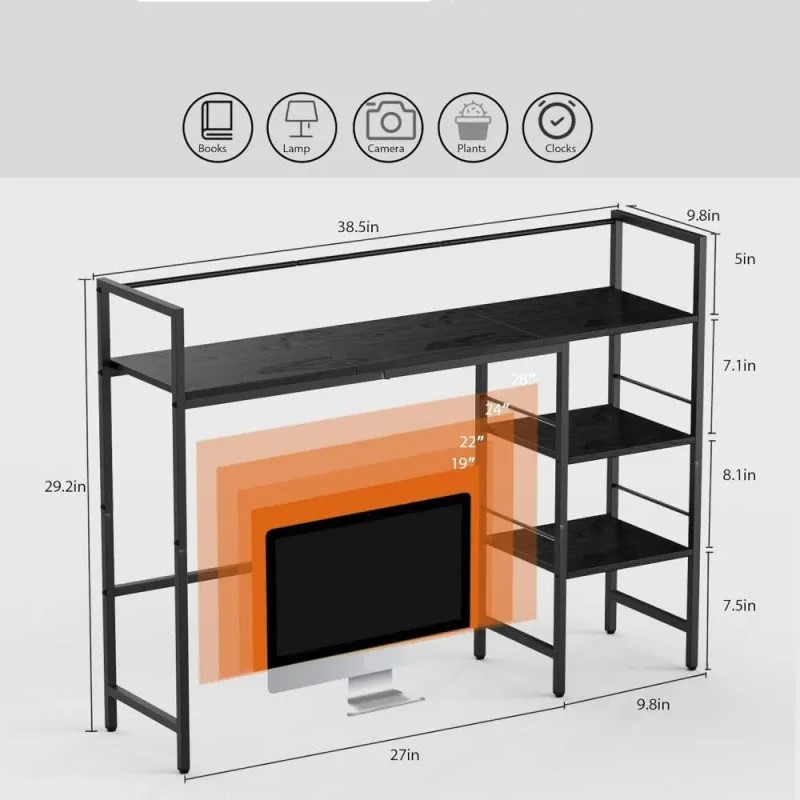 Настільна полиця HavenlyYouth 3-ярусна, чорна