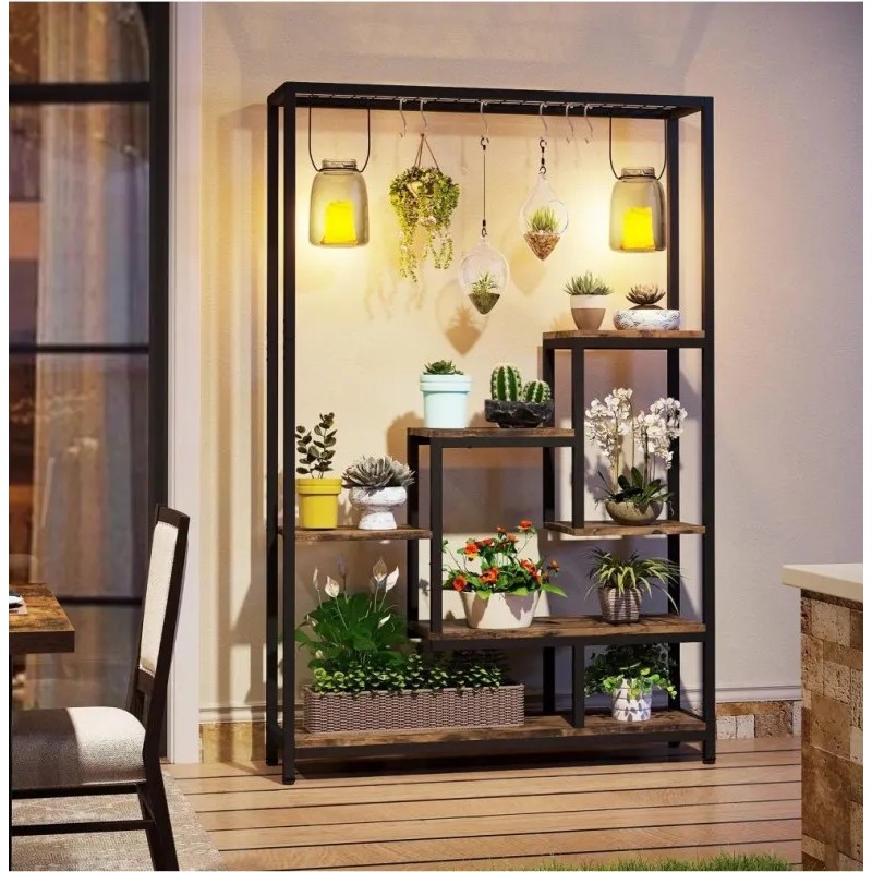 Підставка-стелаж для квітів Rea (7 полиць + гачки)