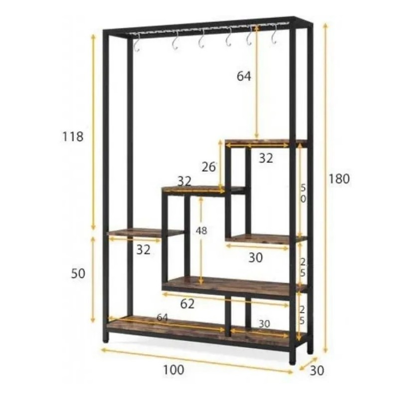 Підставка-стелаж для квітів Rea (7 полиць + гачки)