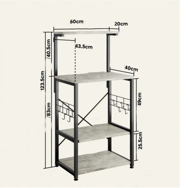 Стійка кухонна «Gordon» — 4-ярусне рішення з гачками