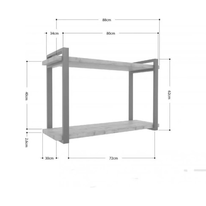 Настінна полиця Айсберг Лофт 80/2 (Білий каркас)