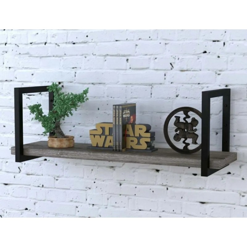 Полиця PL-1-32  — MSMLOFT, ДСП + чорний металевий каркас