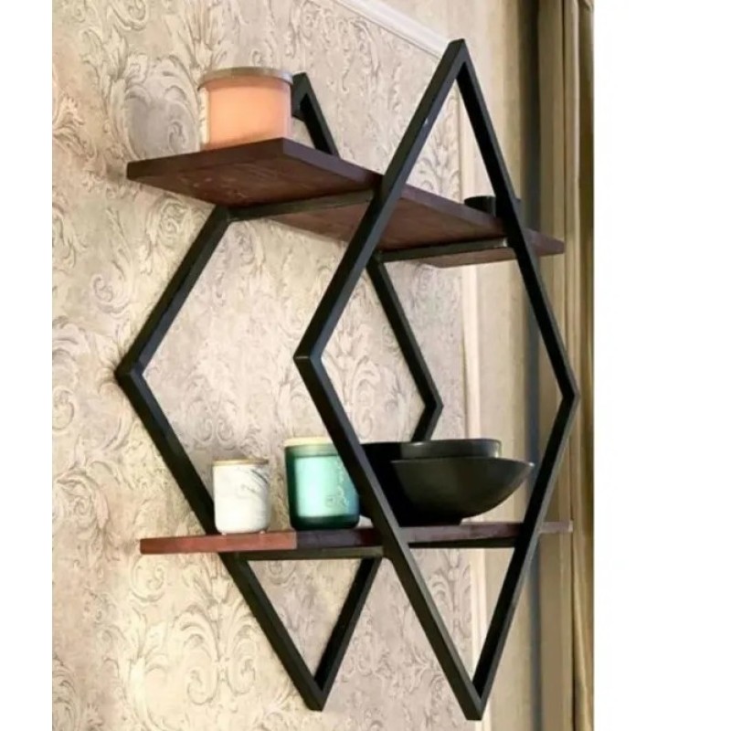 Настінна полиця 60х60х20 см (Чорна / Loft)