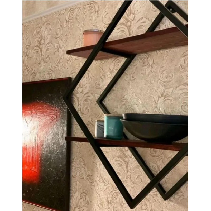 Настінна полиця 60х60х20 см (Чорна / Loft)