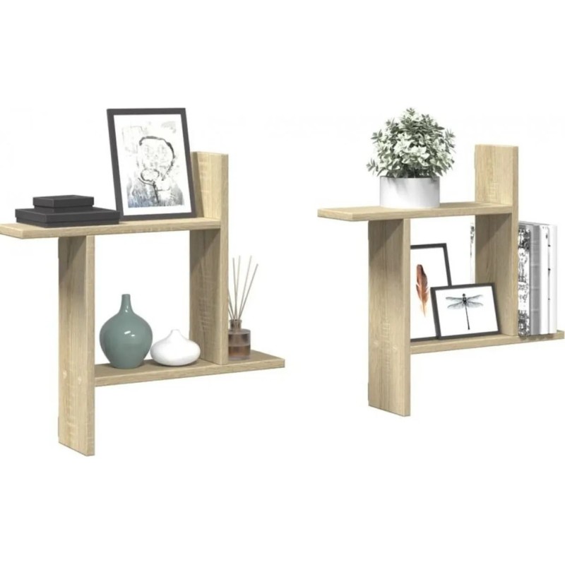 Two Sonoma Oak Loft Style Wall Shelves