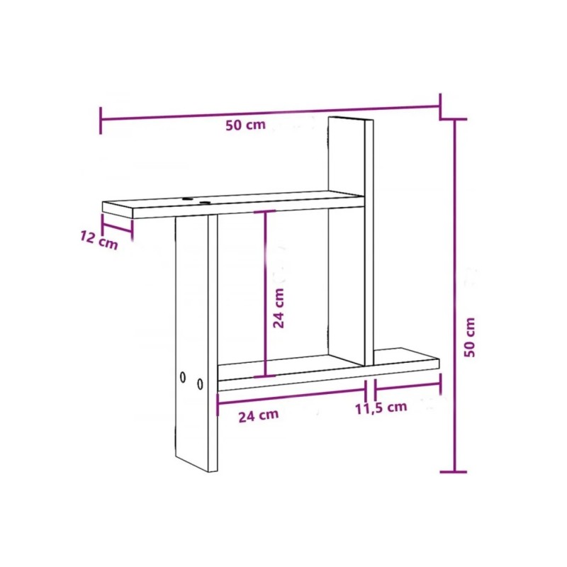 Two Sonoma Oak Loft Style Wall Shelves