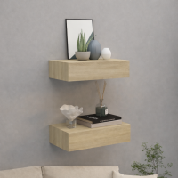 Елегантна підвісна полиця з ящиком, дуб сонома