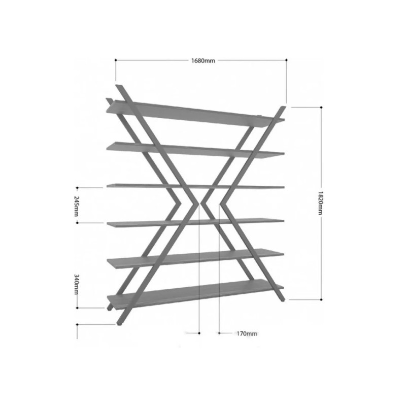 Стелаж Айсберг Лофт ІКС — чорний каркас, білі полиці