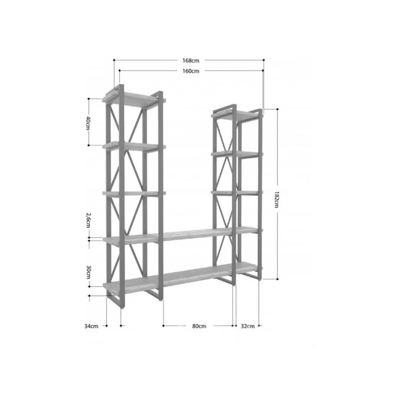 Стелаж Айсберг Лофт 160×182 см 