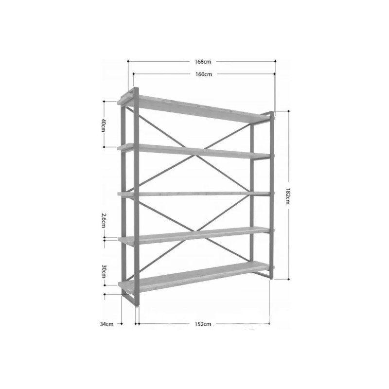 Iceberg shelf 160×182-4 Black/Oak