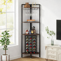 Стелаж кутовий з підставкою для склянок і полицями для зберігання 4-рівневий