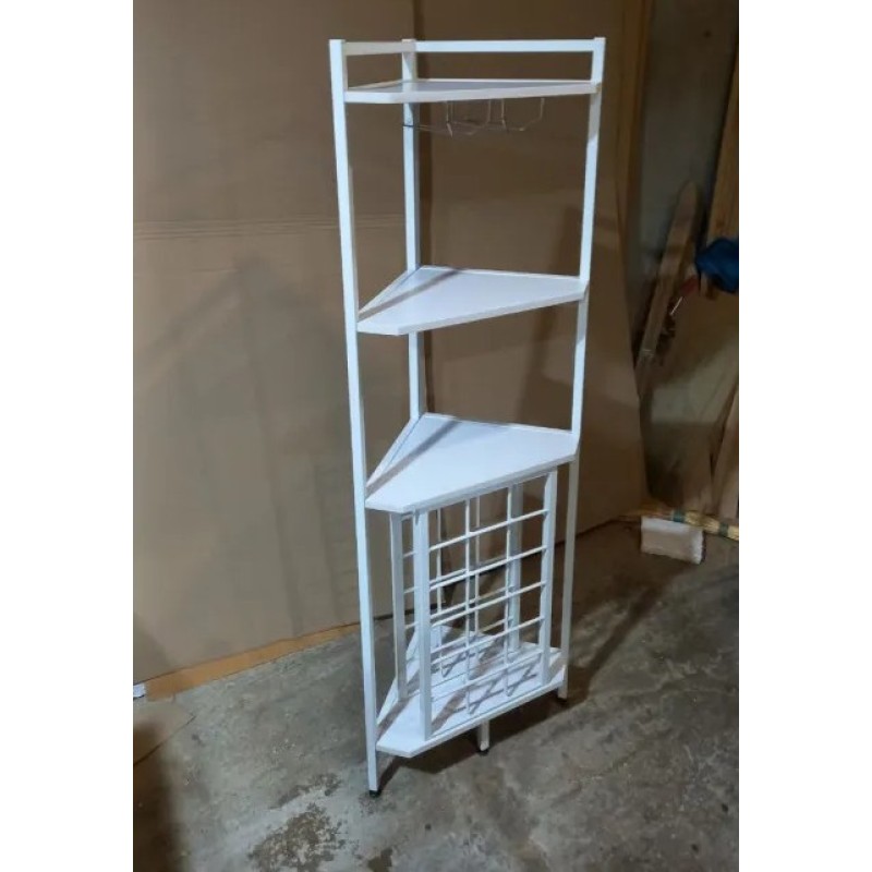 Кутовий стелаж 4-рівневий з підставкою для склянок — 160×40×40 см