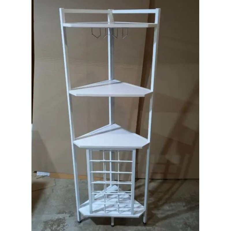 Кутовий стелаж 4-рівневий з підставкою для склянок — 160×40×40 см