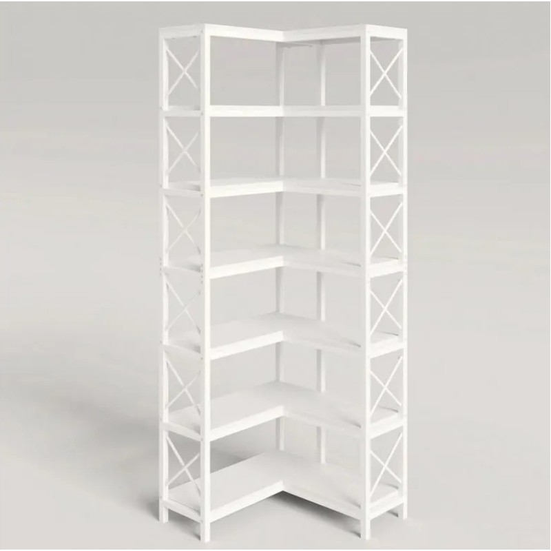 Стелаж кутовий, дуб сонома/чорний метал