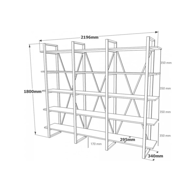 Стелаж Хана Хоум — метал + ДСП (каркас 20×40 мм) в LOFT стилі