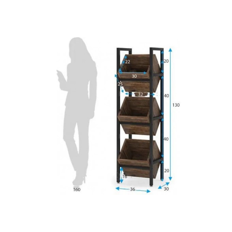 Стелаж для напоїв  — 130×36×30 см, 3 полиці