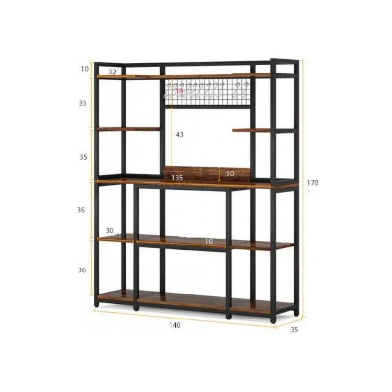 Кухонний стелаж з 11 гачками лофт — MSM LOFT