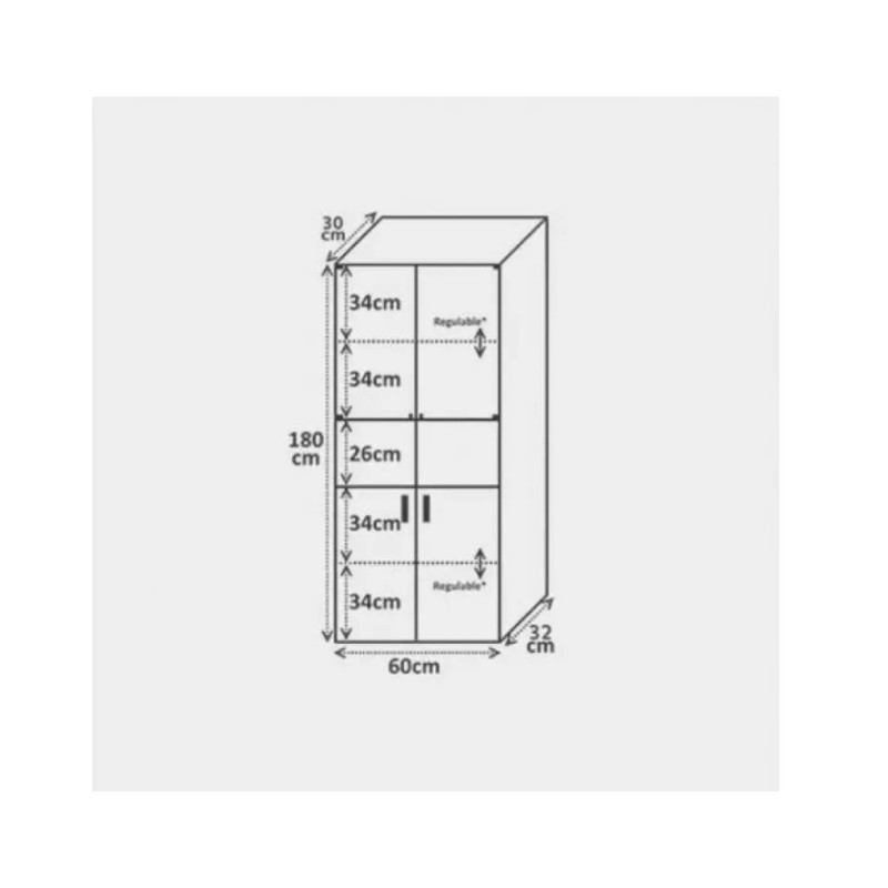 Стелаж Амфора — фасад з дверцятами та відкриті полиці, 180×60×32 см