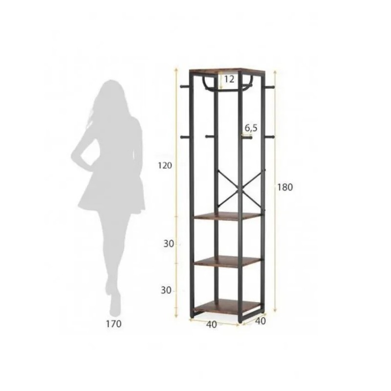 Вішалка для одягу з 4 полицями та 8 гачками