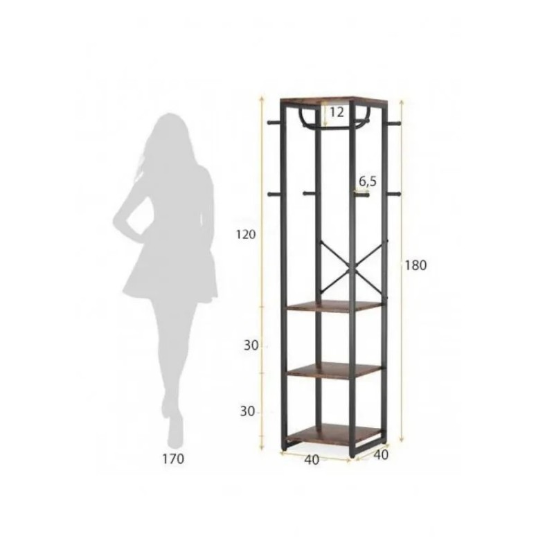 Вішалка для одягу з 4 полицями та 8 гачками