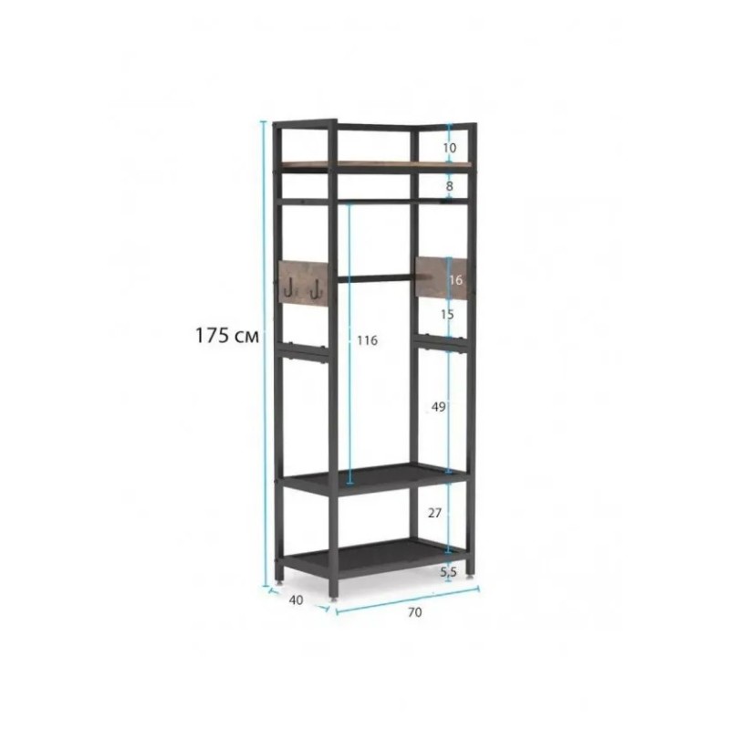 Вішалка-стійка для передпокою з полицями