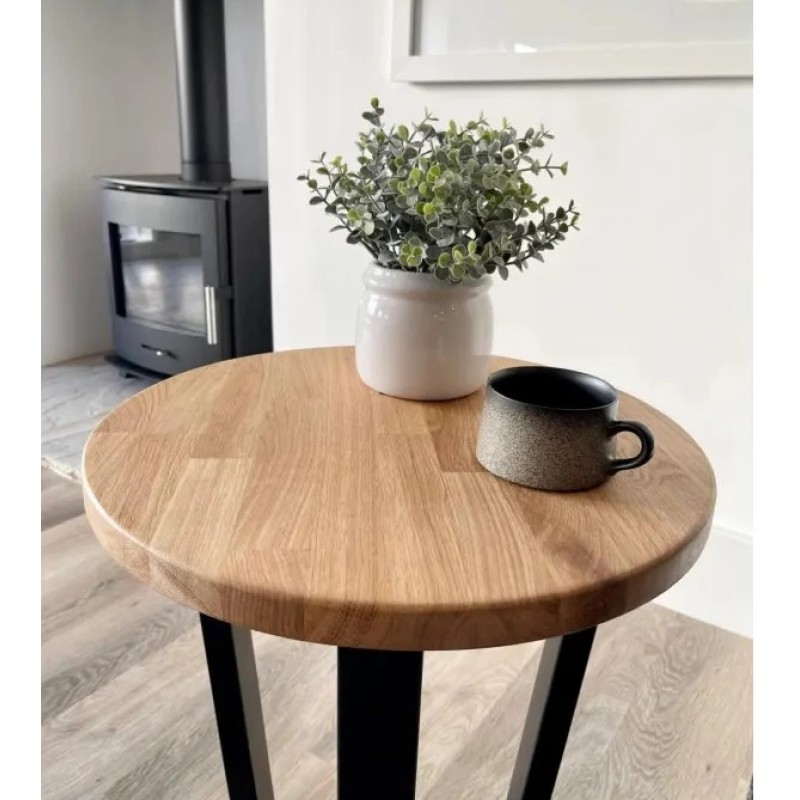 Круглий приставний столик у стилі Лофт (Ø 45 см) на металевому каркасі