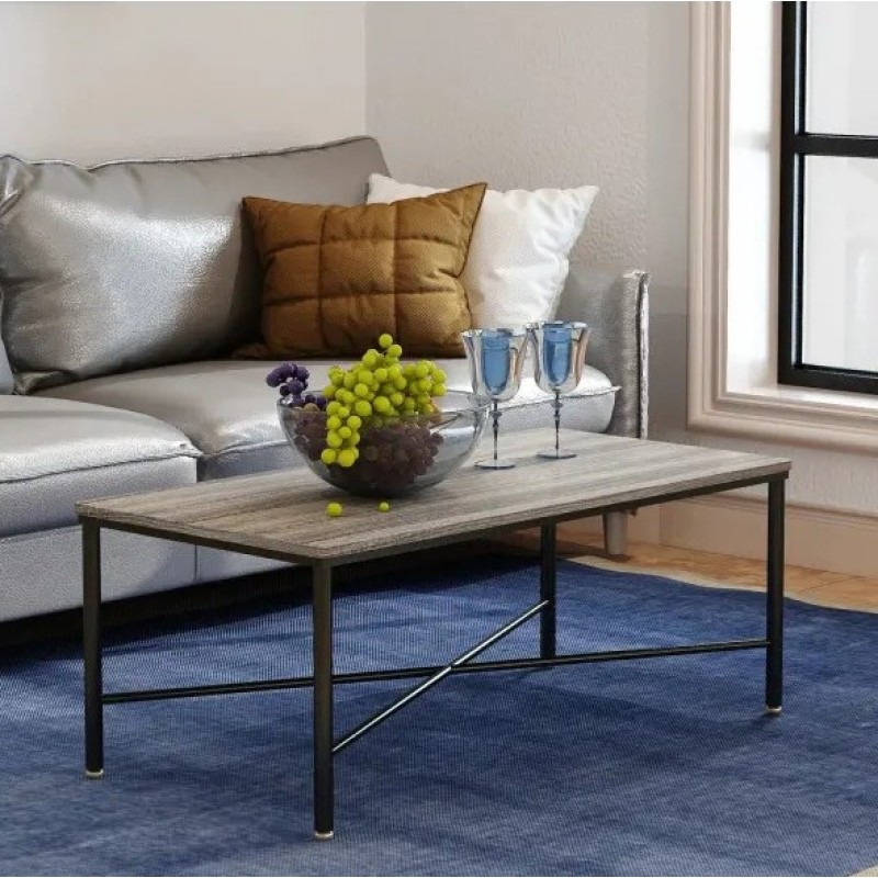 Прямокутний журнальний столик Corvus — металевий каркас, ДСП