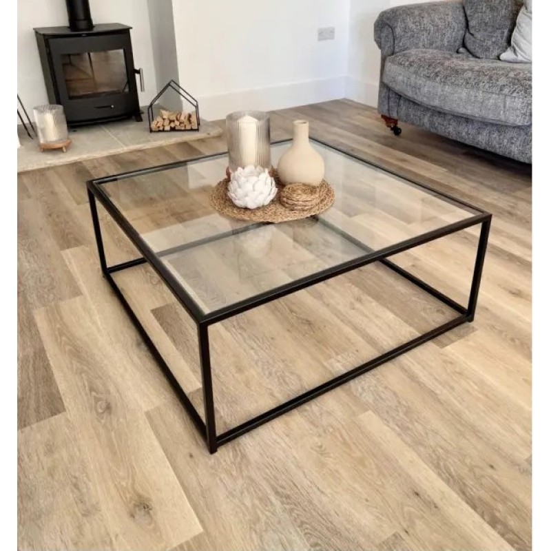 Журнальний столик Mila Square (Скло) — Квадратний Стіл Лофт 85х85 см