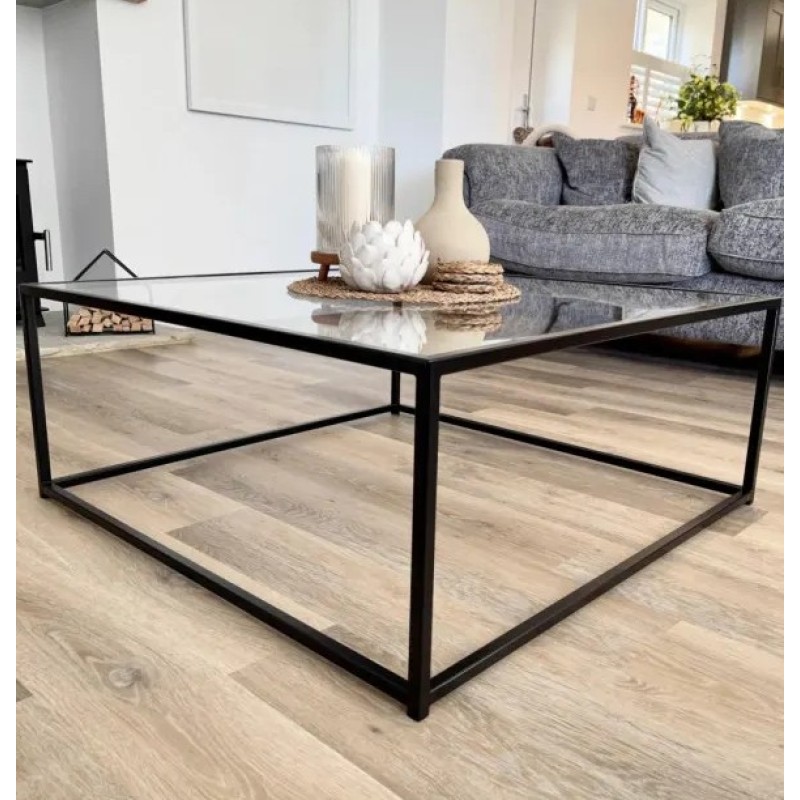 Журнальний столик Mila Square (Скло) — Квадратний Стіл Лофт 85х85 см