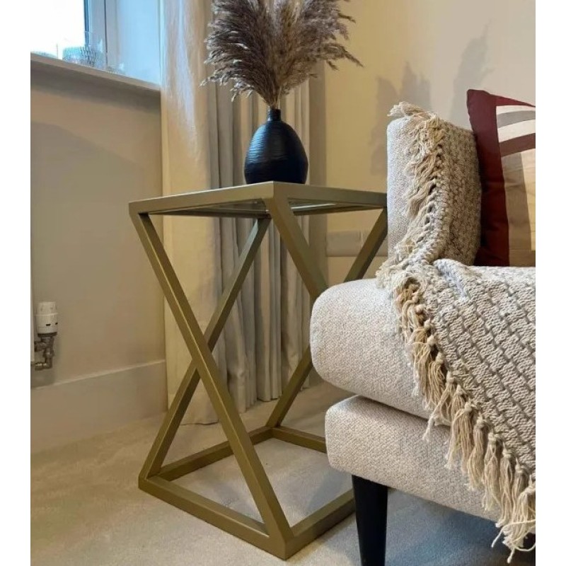 Приставний журнальний столик  — металевий каркас та Скло