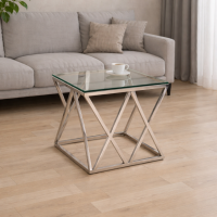 Кавовий стіл CD-2 прозорий срібло Vetro