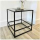 Журнальний столик Aria Glass Metal — скляний чорний, 50×50×55 см
