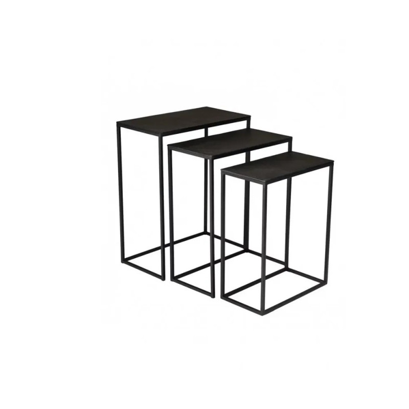 Комплект чорних металевих журнальних столиків ZALA (3 шт) 