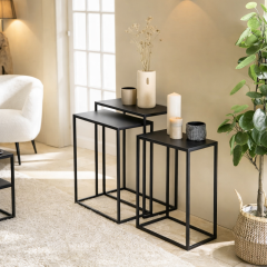ZALA Black Metal Coffee Tables (Set of 3)