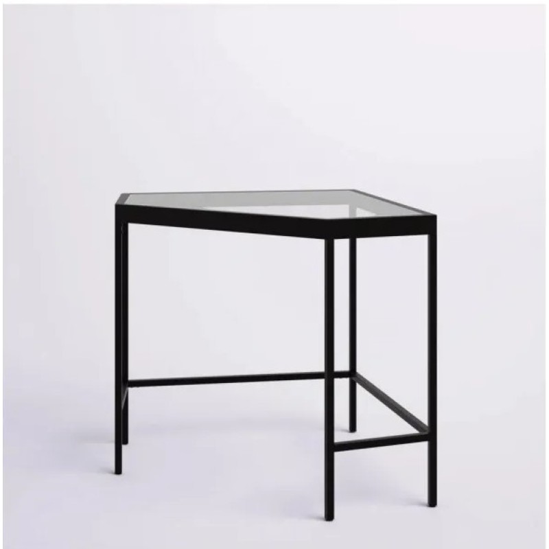 Кутовий стіл “Barstow” зі скляною стільницею та металевим каркасом