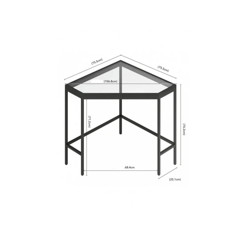 Кутовий стіл “Barstow” зі скляною стільницею та металевим каркасом