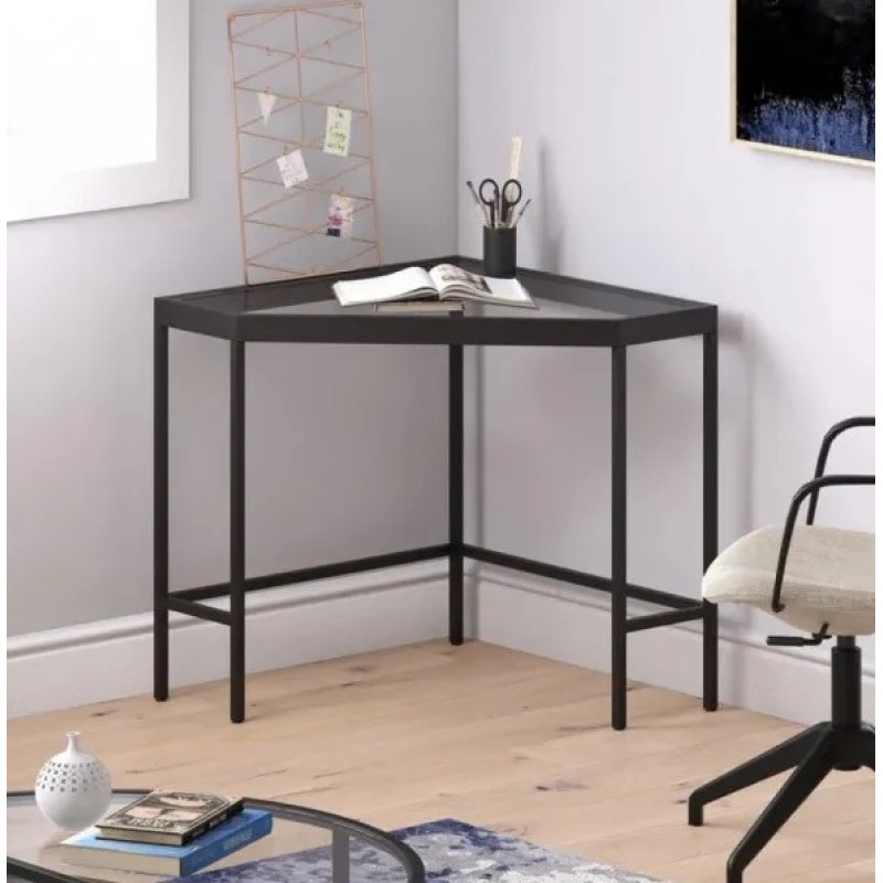 Кутовий стіл “Barstow” зі скляною стільницею та металевим каркасом